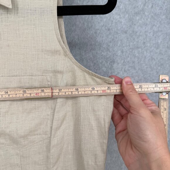 Ann Taylor Womens Linen Sleeveless Button Up Shirt Top Size 12 Tan Collared Chic - Picture 10 of 10